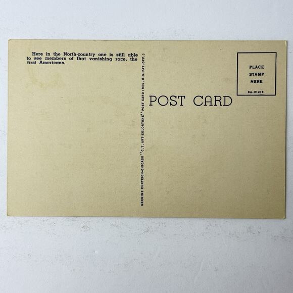 Vintage 1940s Native American Postcard G-5 INDIAN CHIEF IN FULL REGALIA T63 - Picture 2 of 2